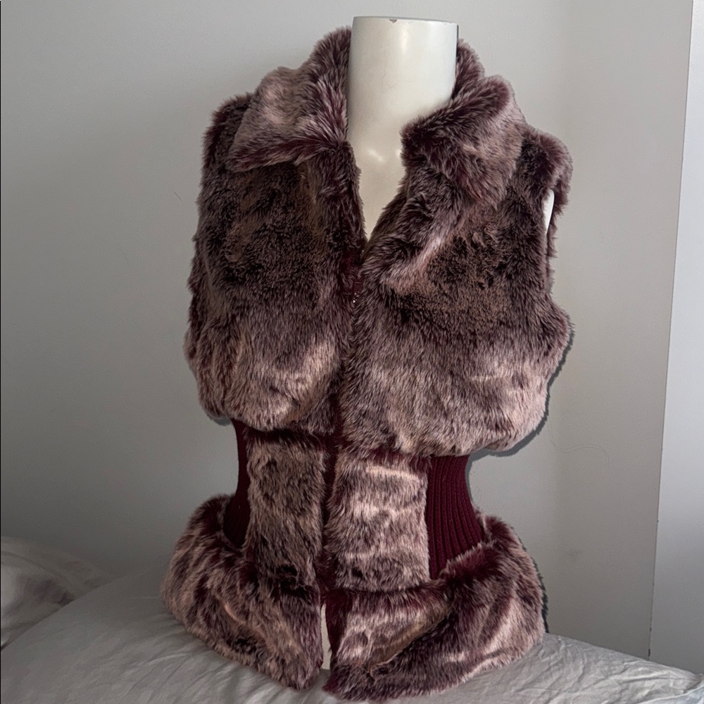 Y2K Red Faux Fur Vest